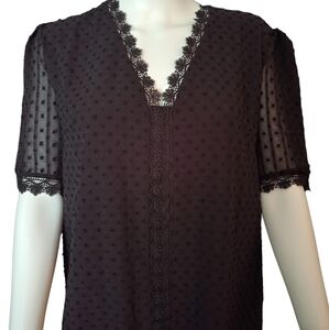 Romantic Goth Belinda Blouse Polka Dots Lace L Black